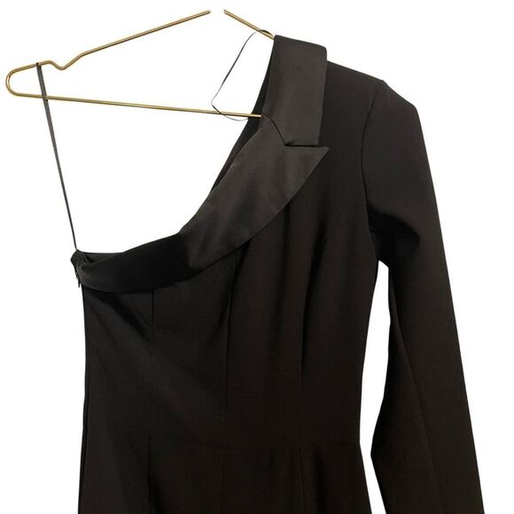 Zara Black Asymmetric Satin Trim Tuxedo Jumpsuit XS NWT - Picture 5 of 7